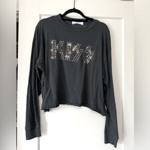 NWOT-DAYDREAMERS X Free People KISS long sleeve black band t-shirt Size Medium